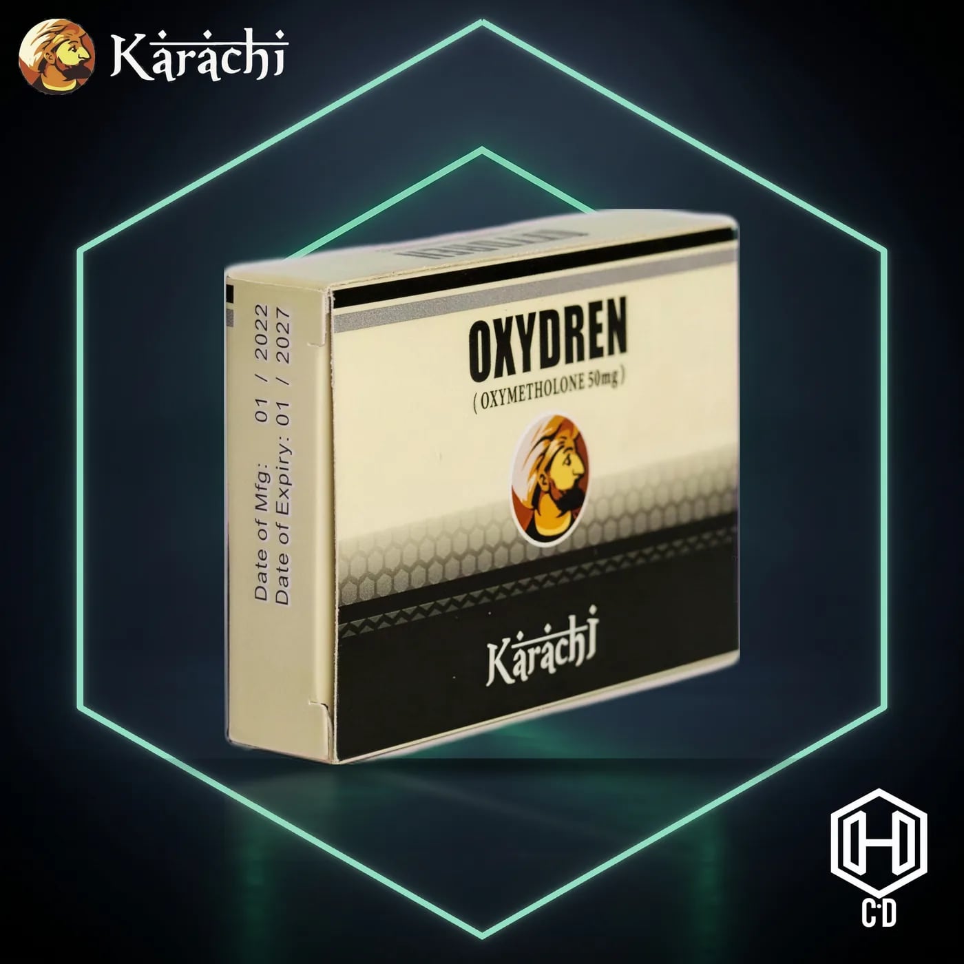 Oximetalona Karachi Labs — vista frontal