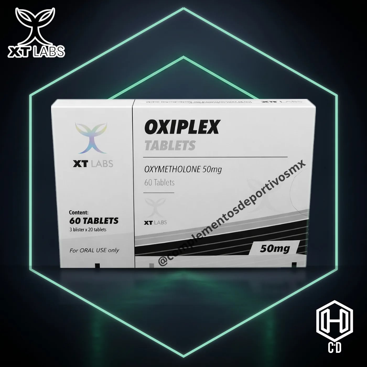 Oximetalona XT Labs — vista frontal
