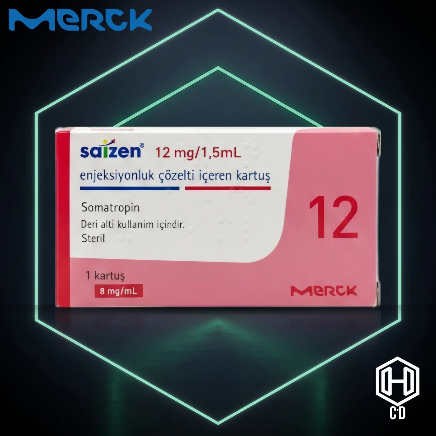 Saizen 36 IU Merck — vista frontal