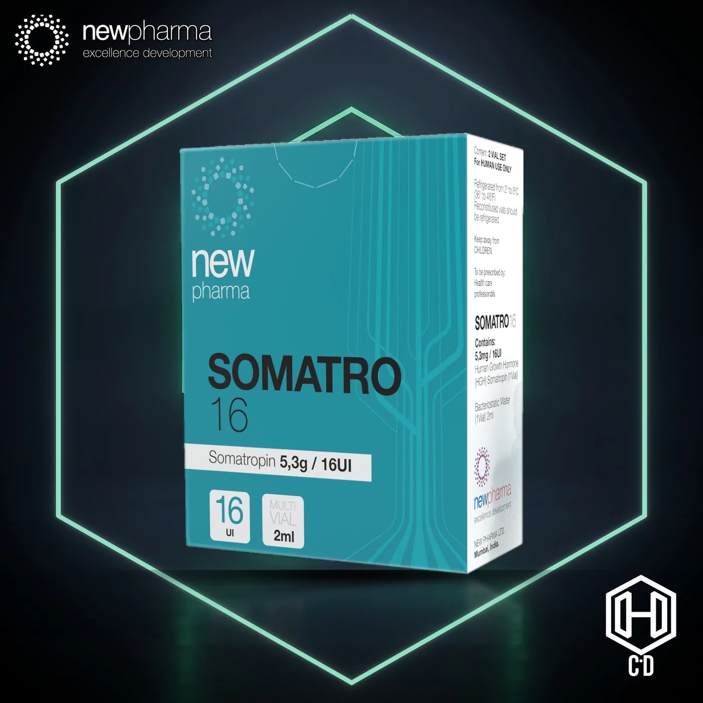 Somatro 16 IU New Pharma — vista frontal