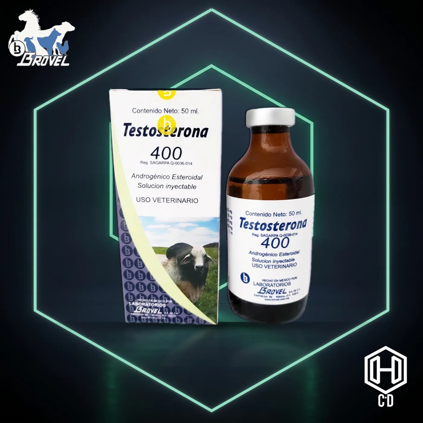 Testosterona 400 Mg Brovel — vista frontal