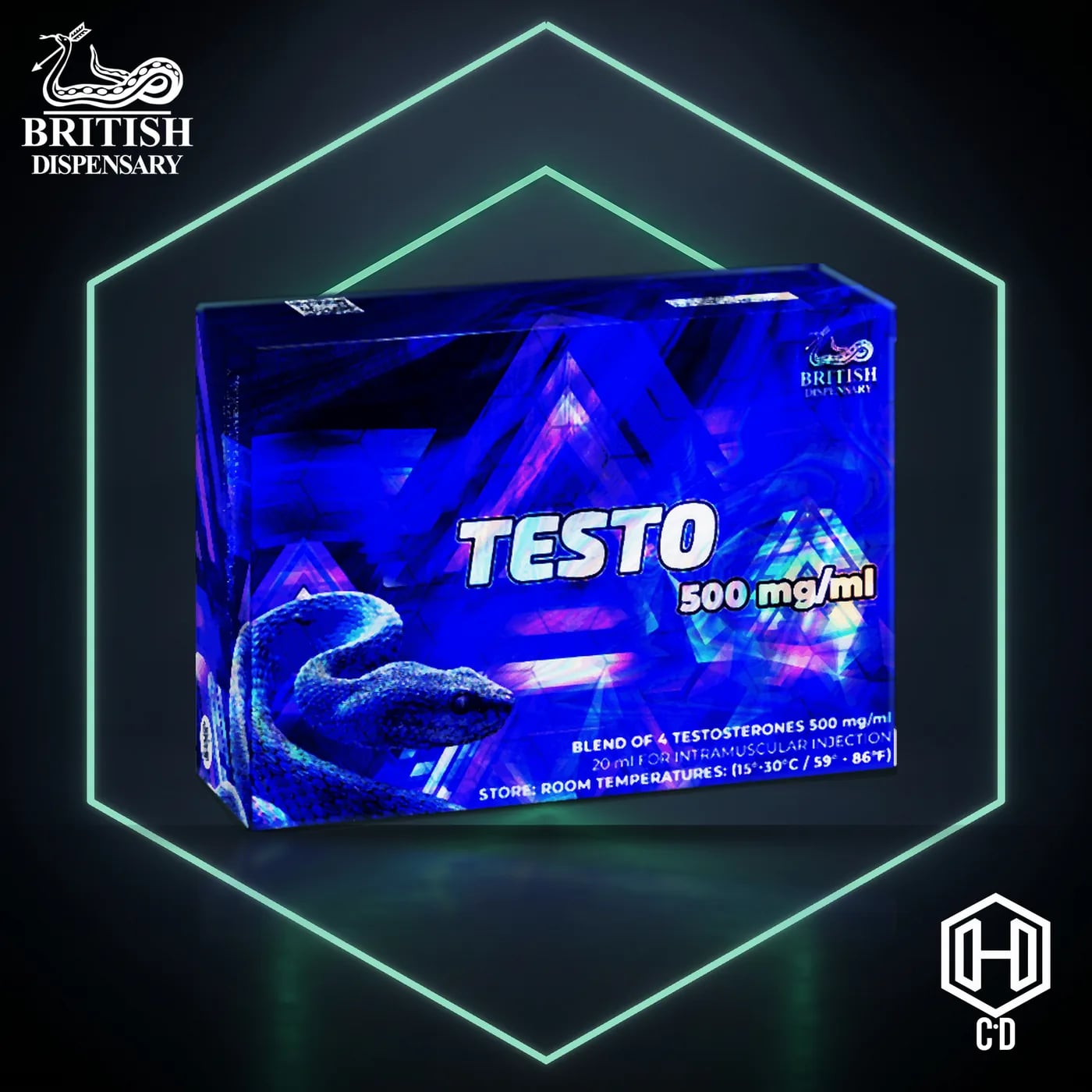 Testosterona 500 Mg British Dispensary — vista frontal