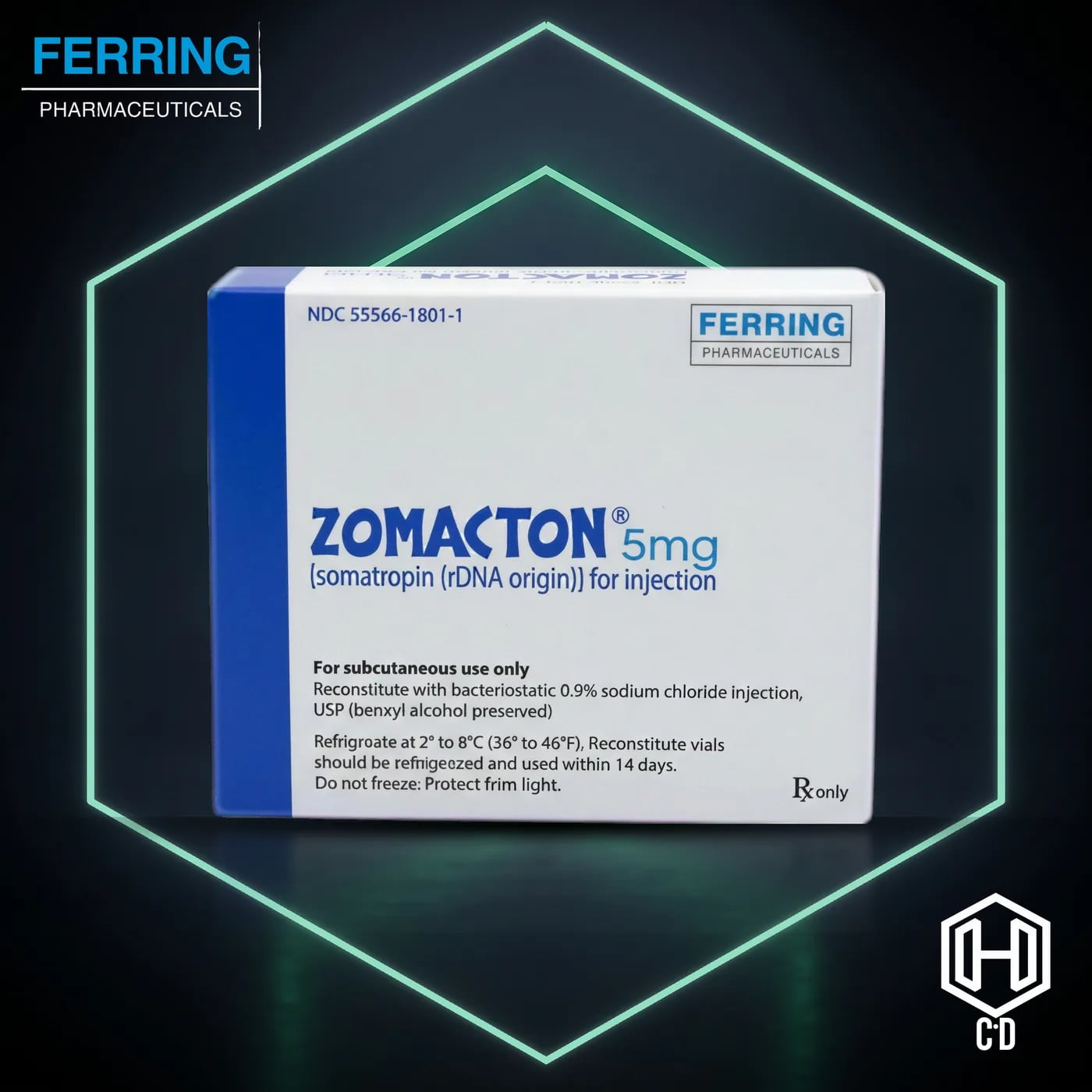 Zomacton 15 IU Ferring — vista frontal